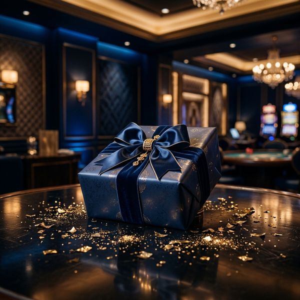 Gift box with golden confetti glow